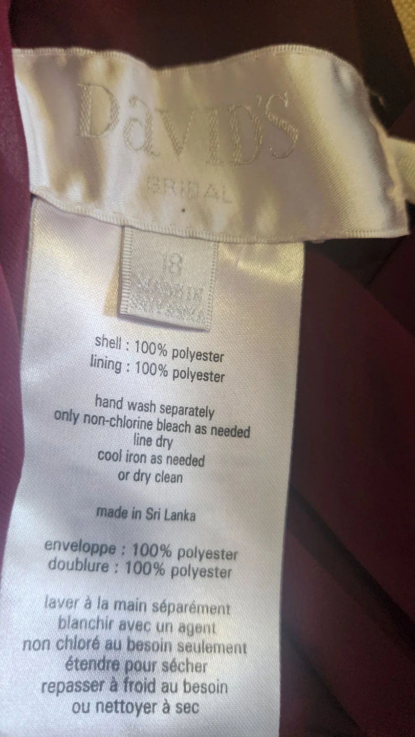 David's Bridal Wine Long Tank Chiffon Dress Size 18 - photo 2