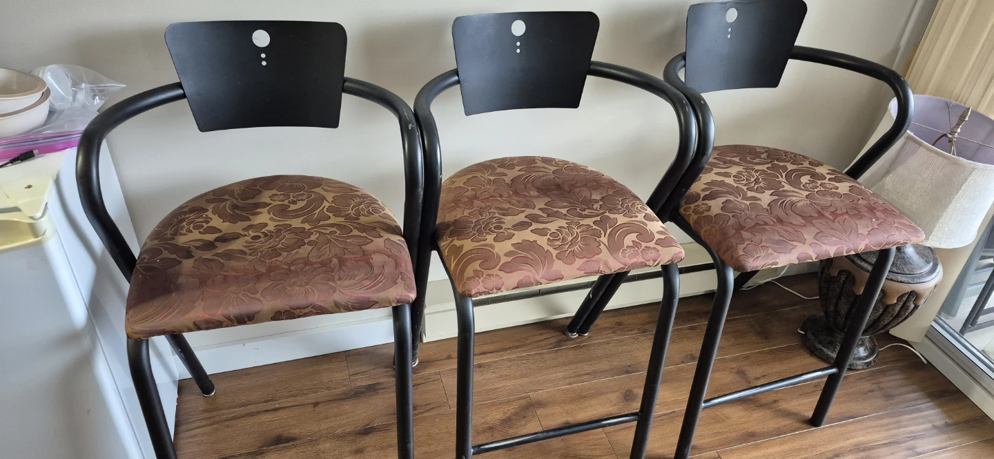 Set of 3 Black Metal Bar Stools - photo 2