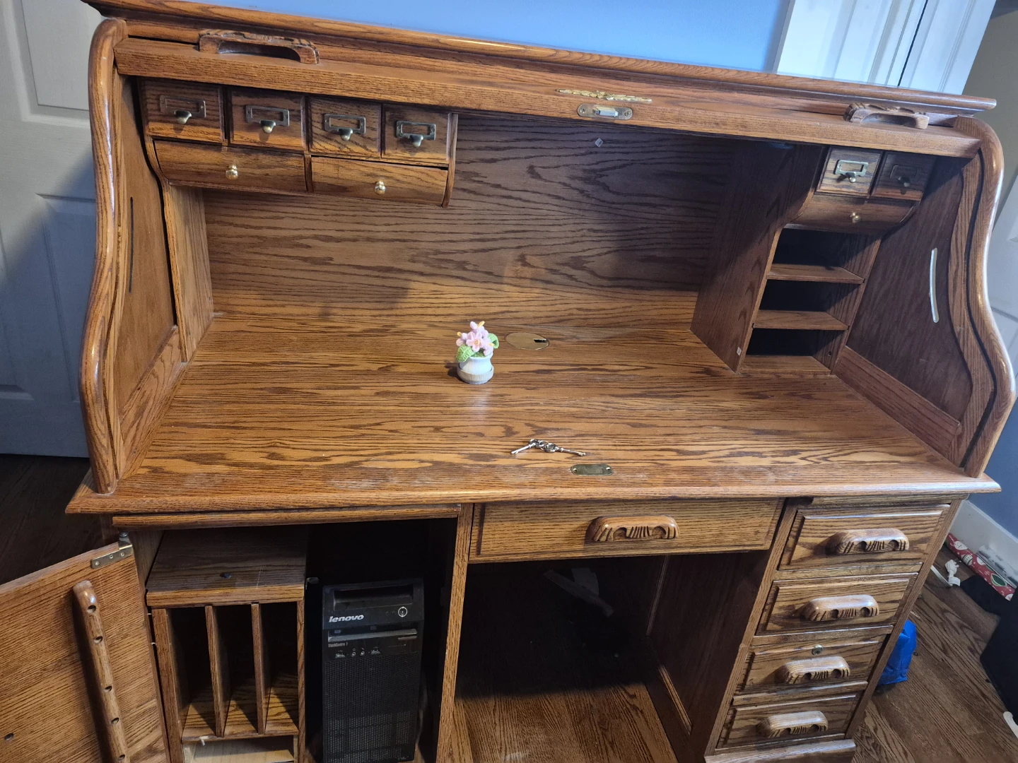 Oak Roll Top Desk - photo 2