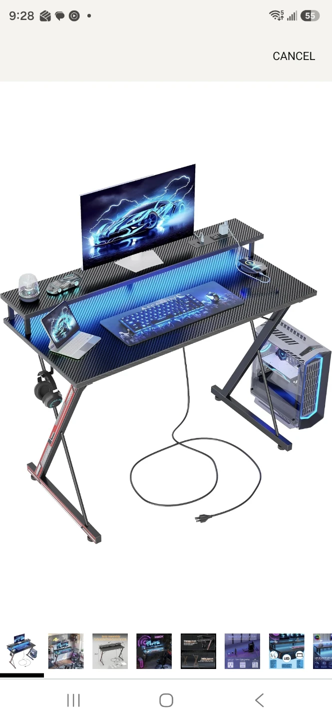 Gaming Desk with LED Lights