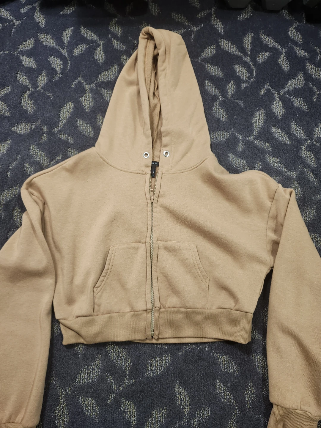 Forever 21 Tan Cropped Zip-Up Hoodie - photo 4