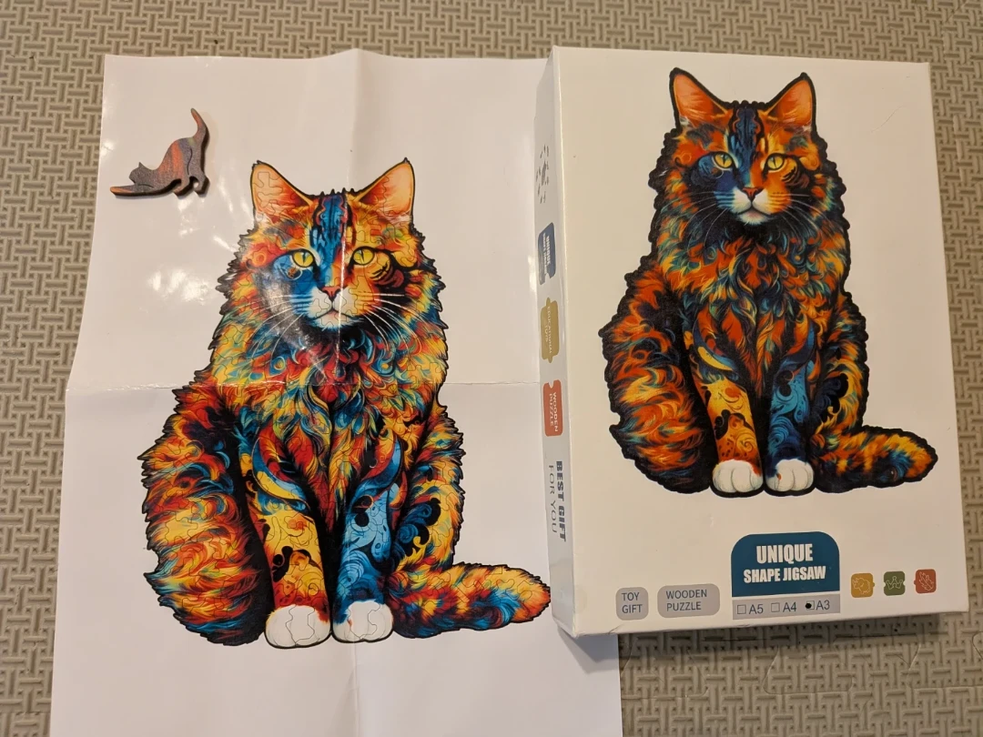 Cat-Shaped Wooden Jigsaw Puzzle