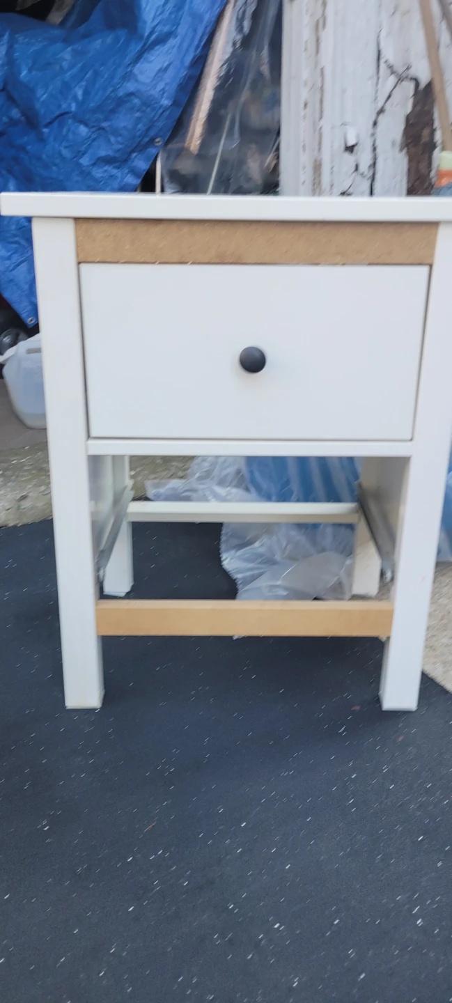 White Wood Nightstand with Single Drawer