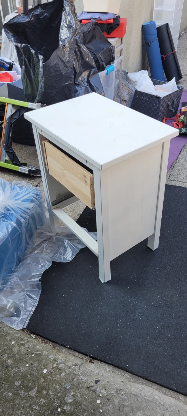 White Wood Nightstand with Single Drawer - photo 3