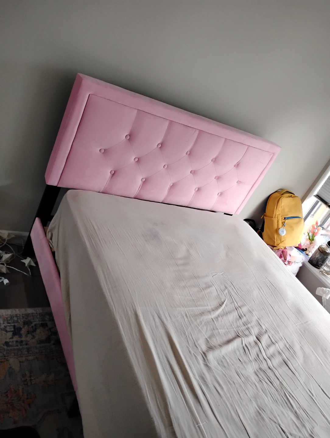 Brand New Pink Upholstered Bed - photo 2