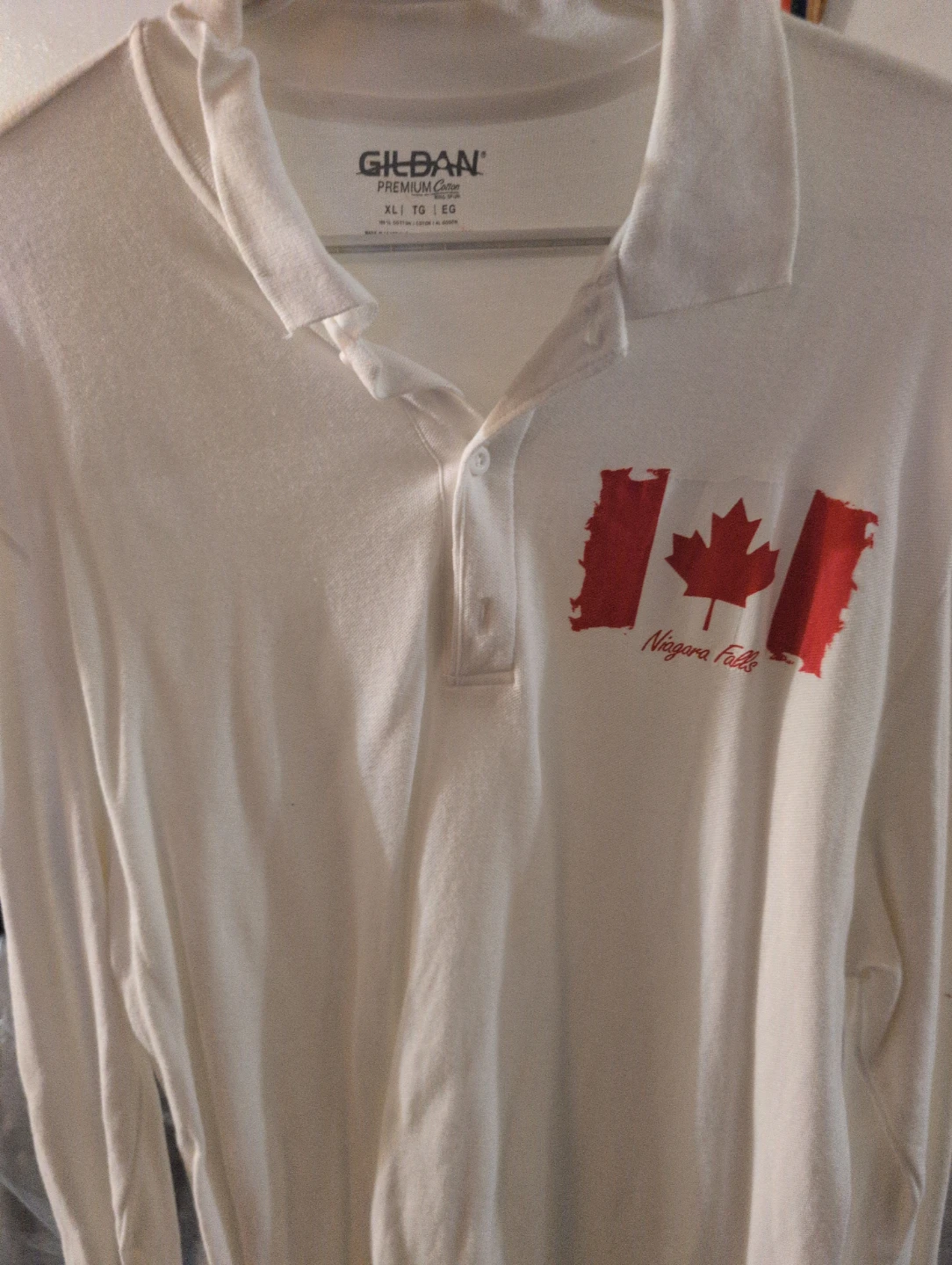 Gildan Niagara Falls Long Sleeve Polo Shirt - White