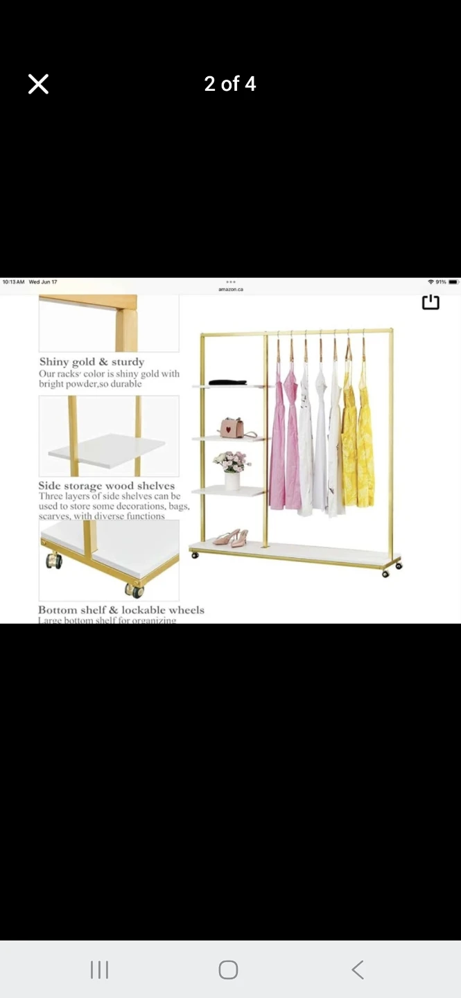 BOSURU Rolling Gold Garment Rack 59" - photo 2