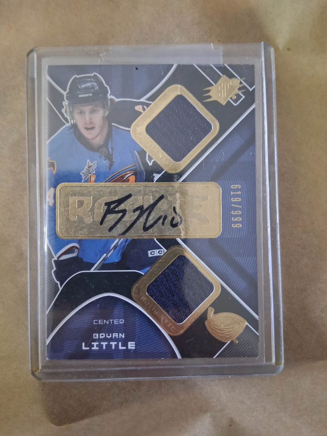 2007-08 SPx Bryan Little Rookie Auto Dual Patch Card