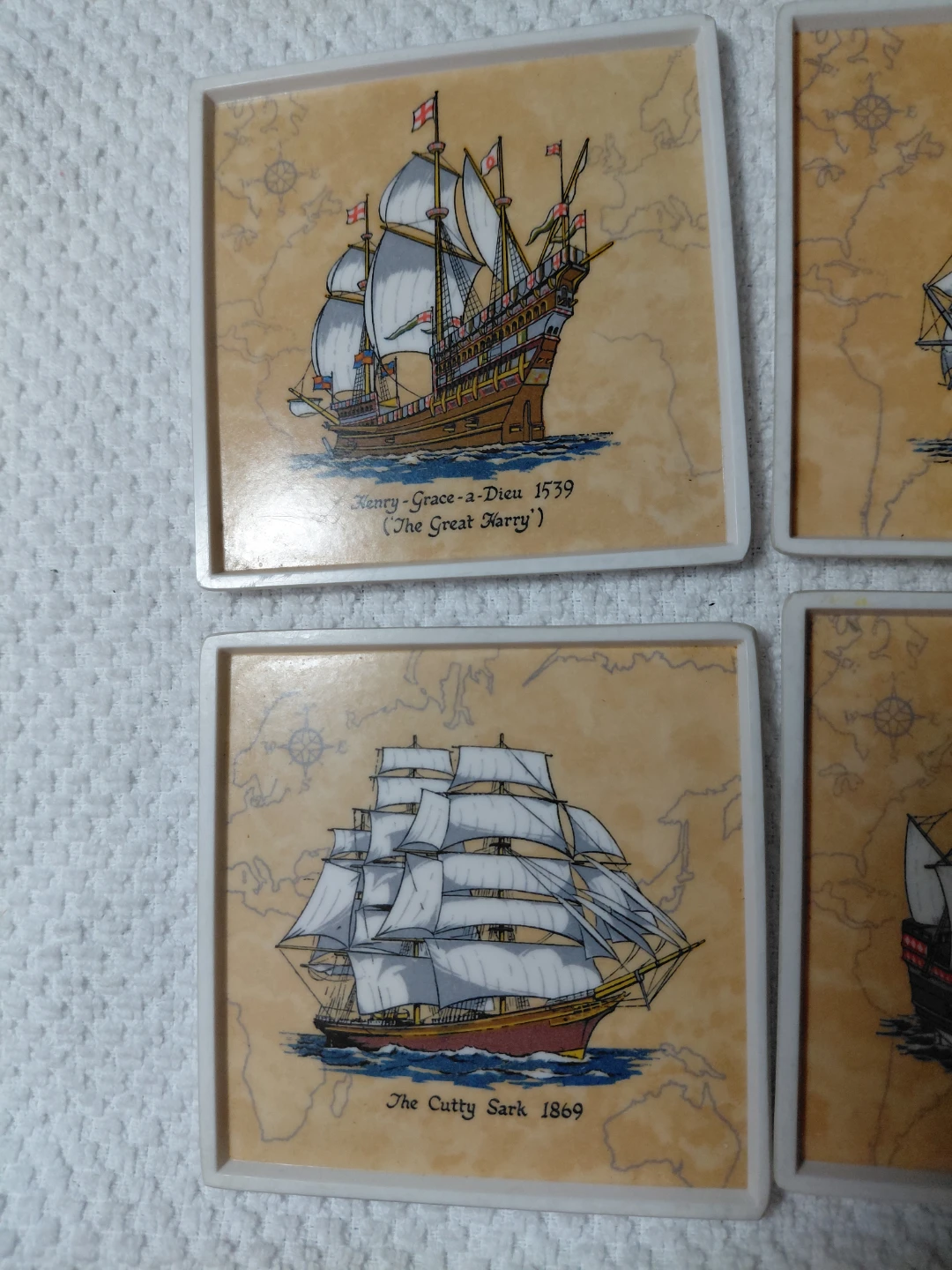 Set of 4 Vintage Ornamin Ship Coasters - photo 3