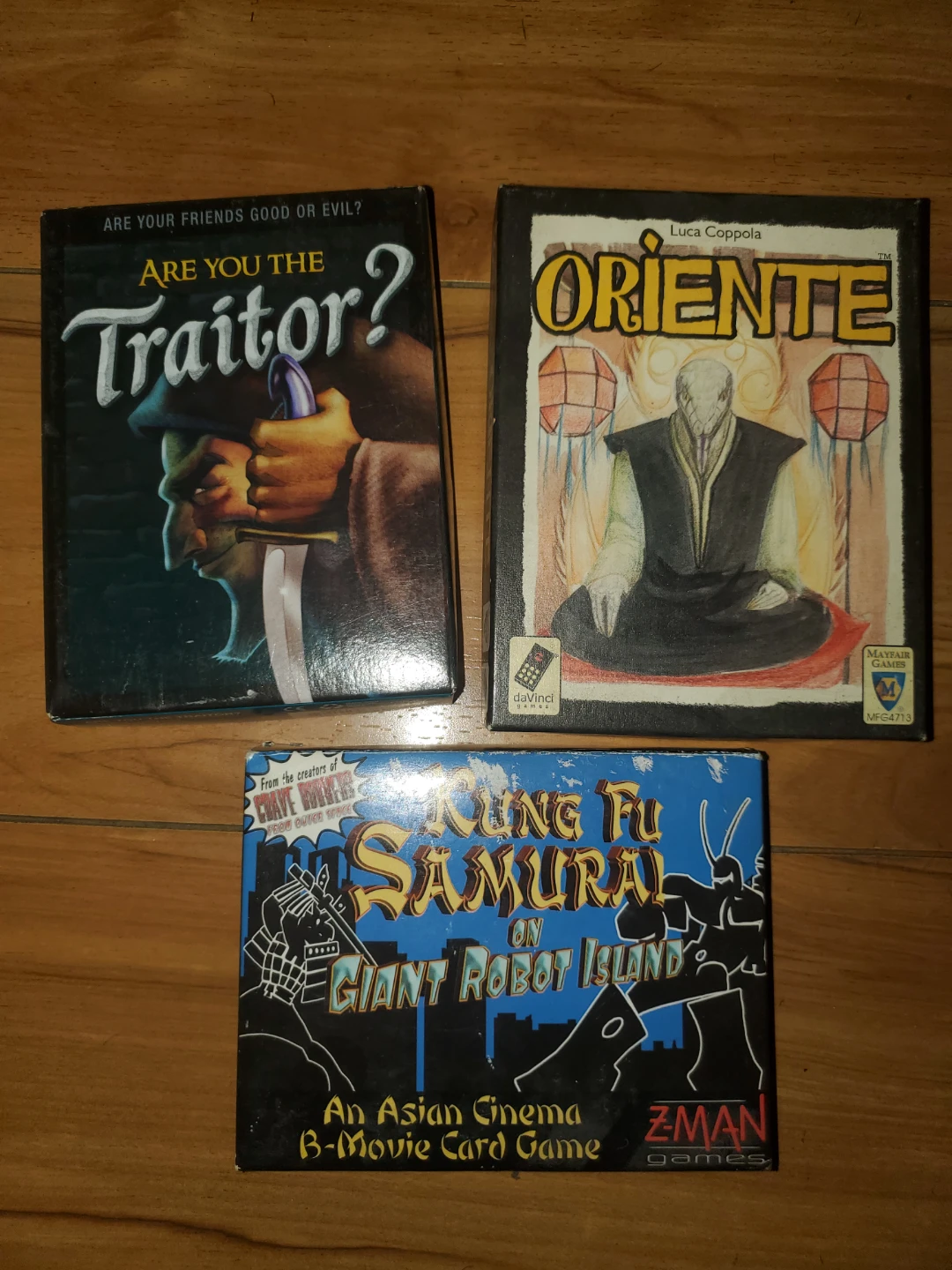 3 Board and Card Games: Traitor, Oriente, Kung Fu Samurai