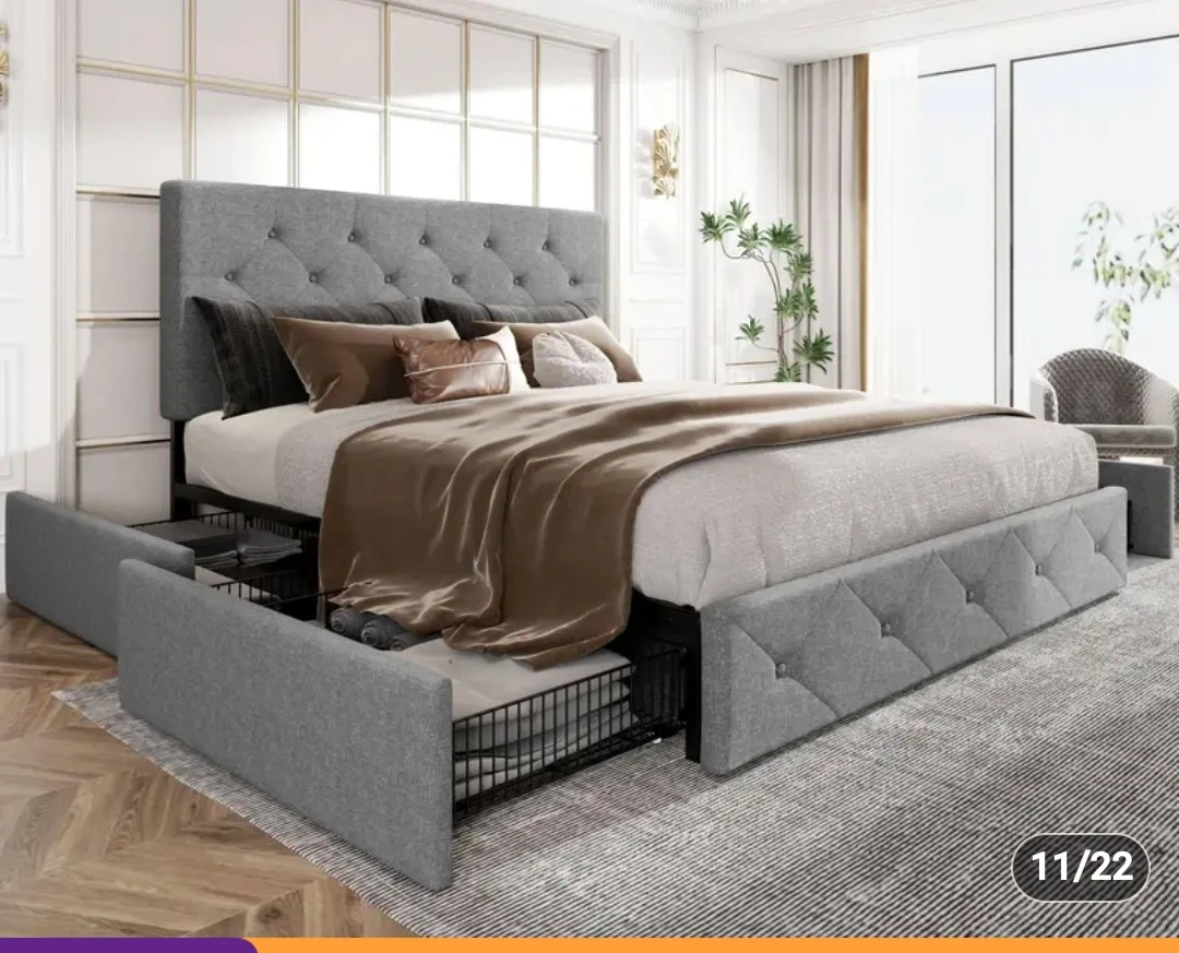 Queen Size Upholstered Platform Bed with Storage - photo 4