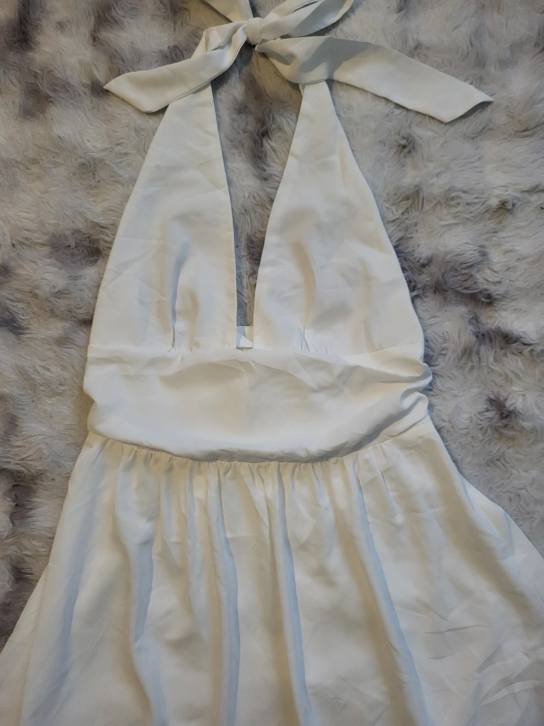 New Woman's Large Stylavent White Halter Mini Dress