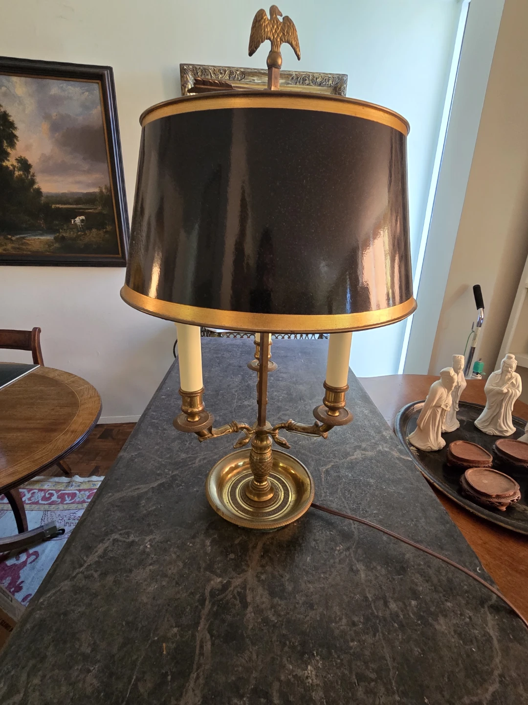 Antique French mid century lamp solid brass