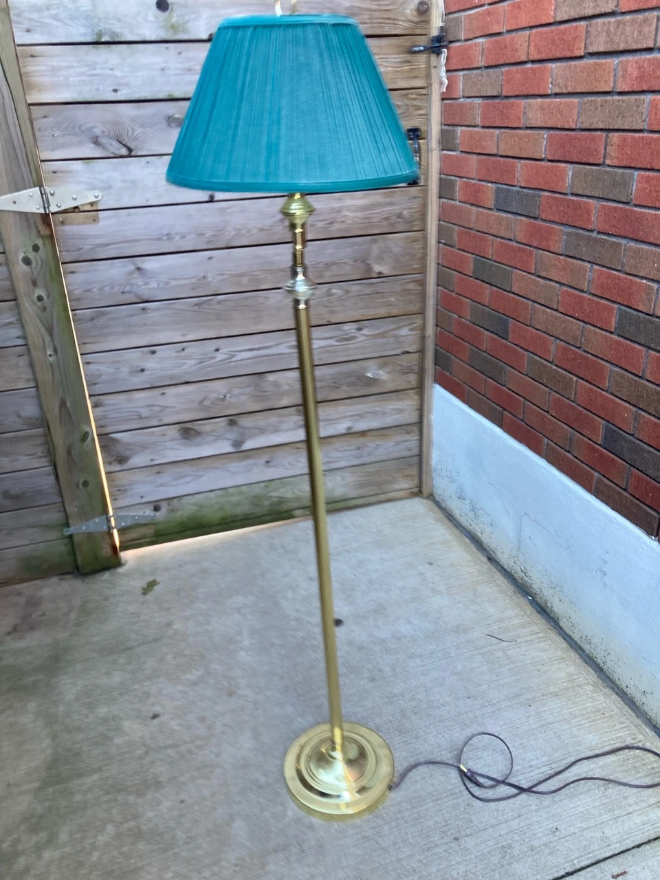 Brass Floor Lamp with Teal Shade - photo 2