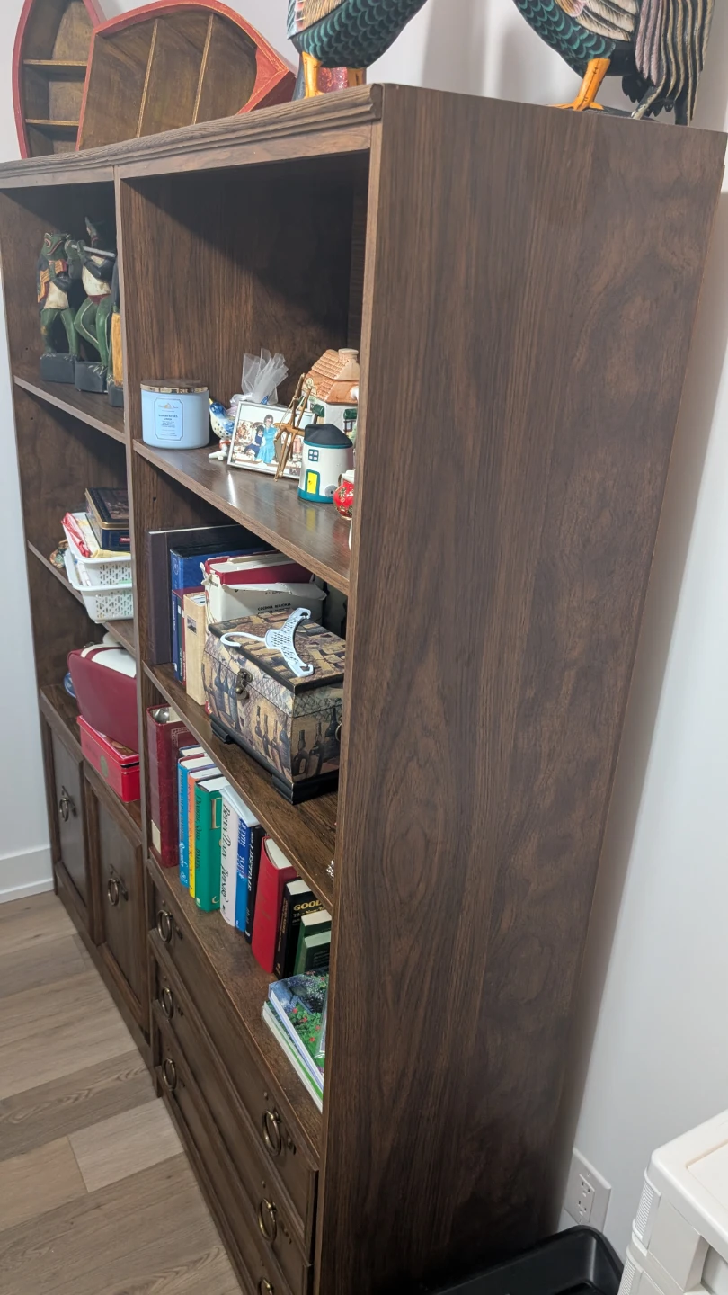 Dark Wood Bookshelf with Bottom Drawers - photo 3