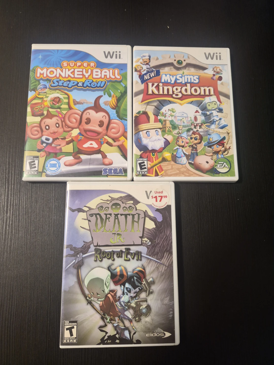 3 Nintendo Wii Games: Monkey Ball, MySims, Death Jr.