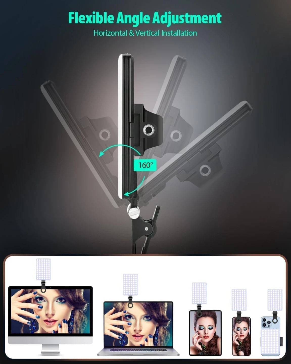 60 LED Portable Selfie Light with Clip(Black) - photo 3