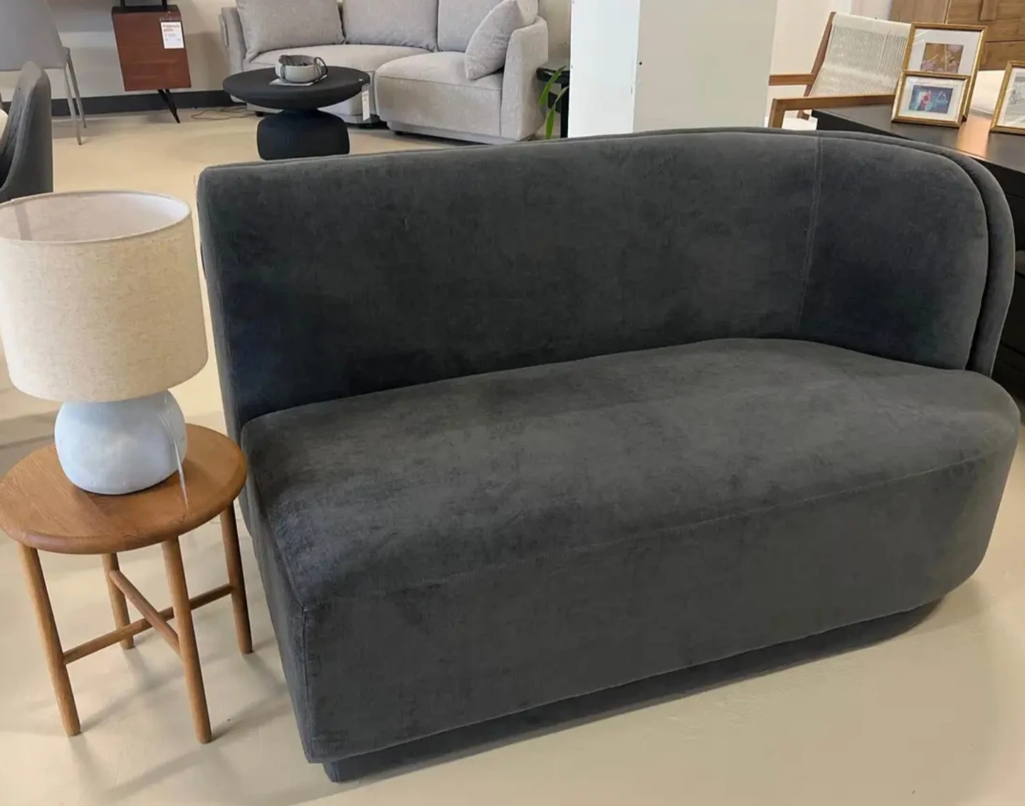 Dark Grey Upholstered Loveseat