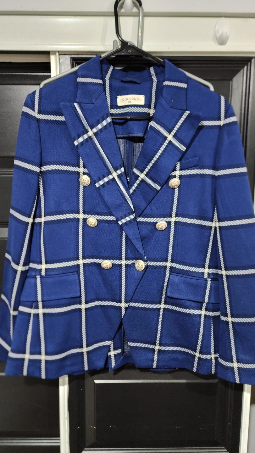 Circolo 1901 Blue Plaid Double-Breasted Blazer - photo 2