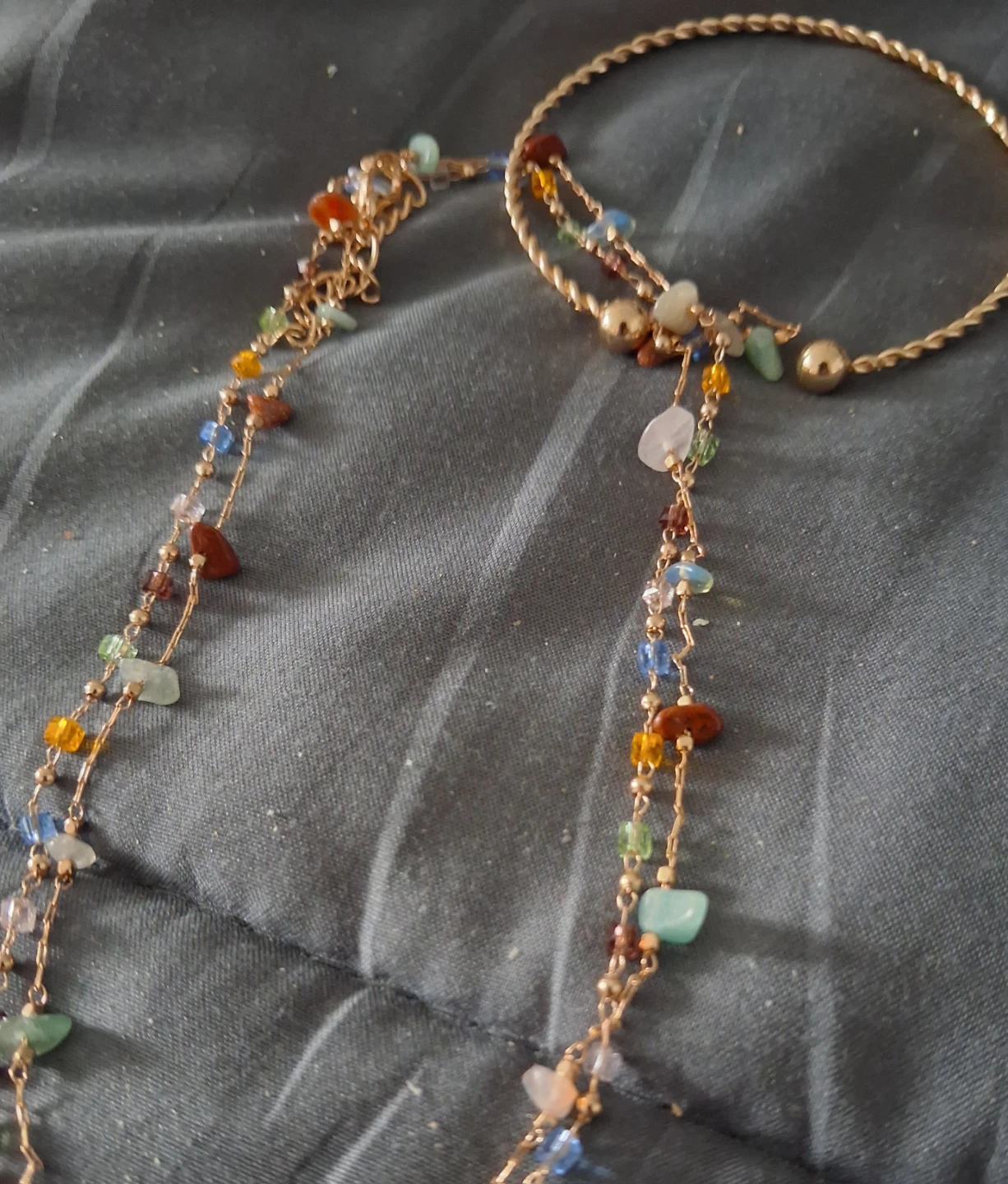 Multicoloured Stone Bead Necklace