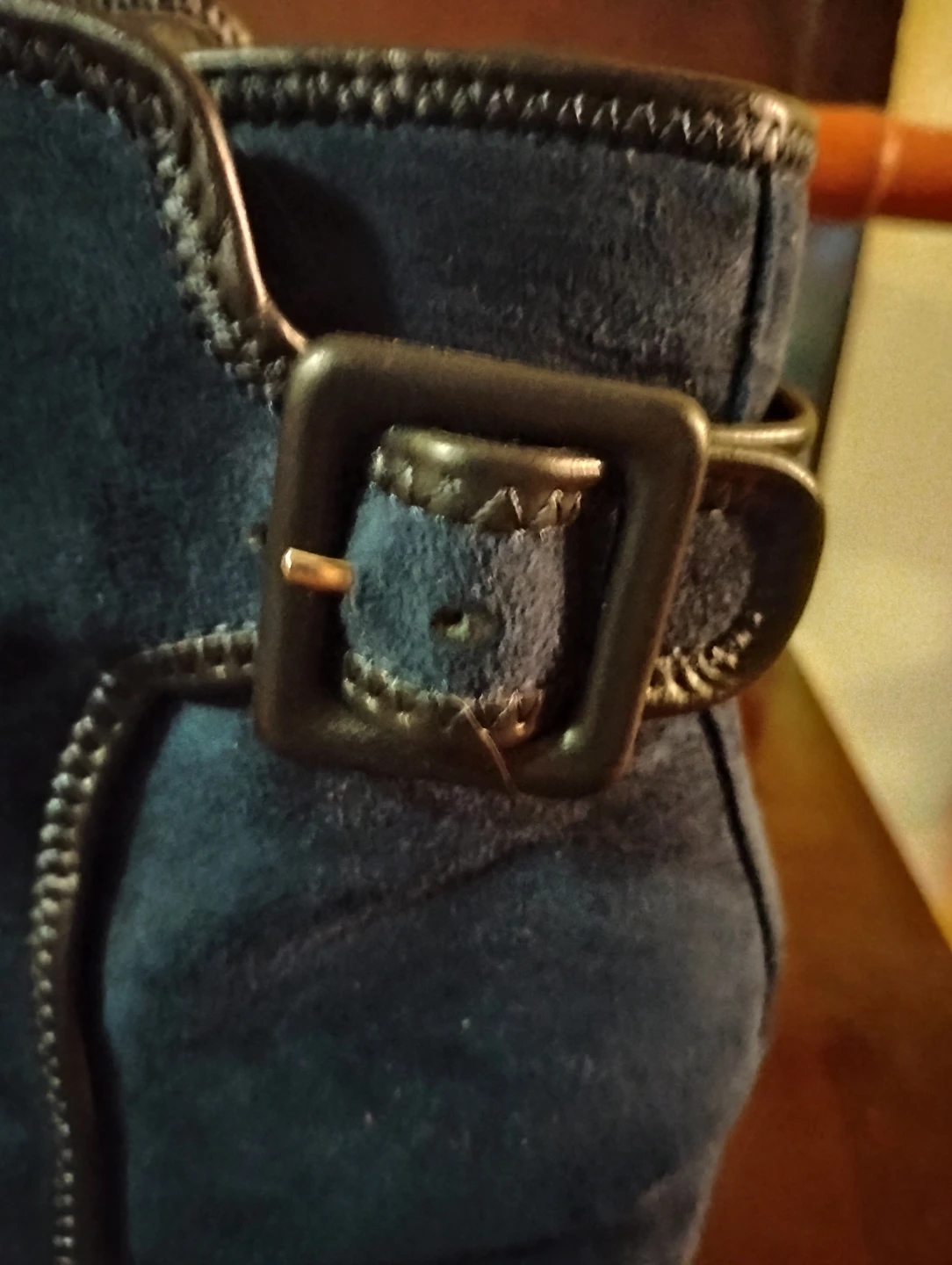 Blue Fake Suede Ankle Boots with Buckle - photo 2