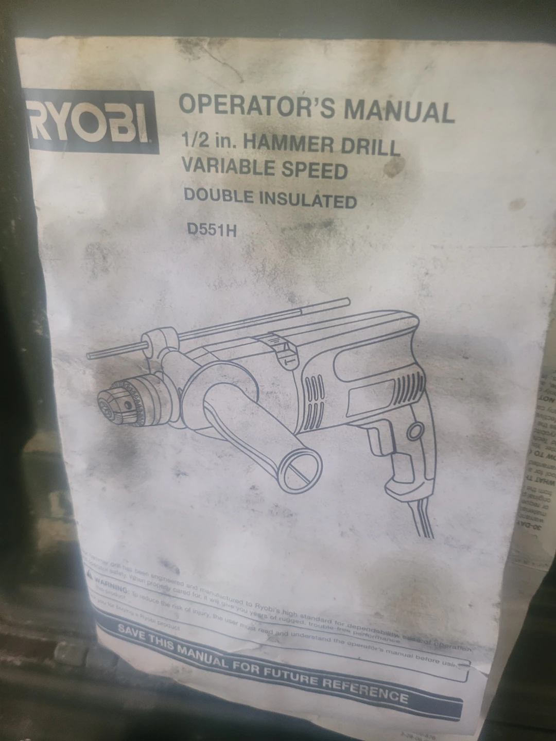 Ryobi 1/2 in. Variable Speed Hammer Drill D551H - photo 3