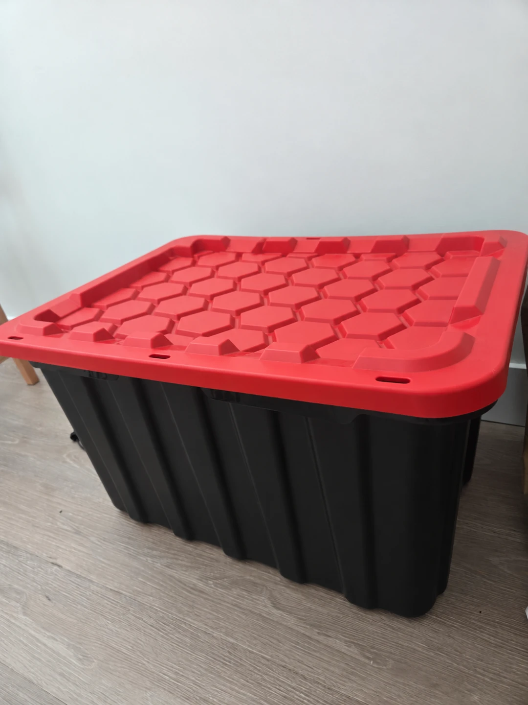 Black and Red Plastic Storage Bin