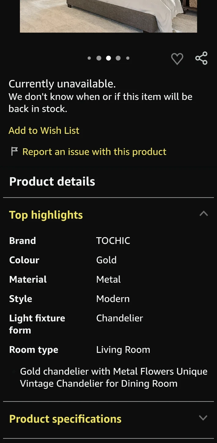 TOCHIC Gold Metal Flower Chandelier - photo 3