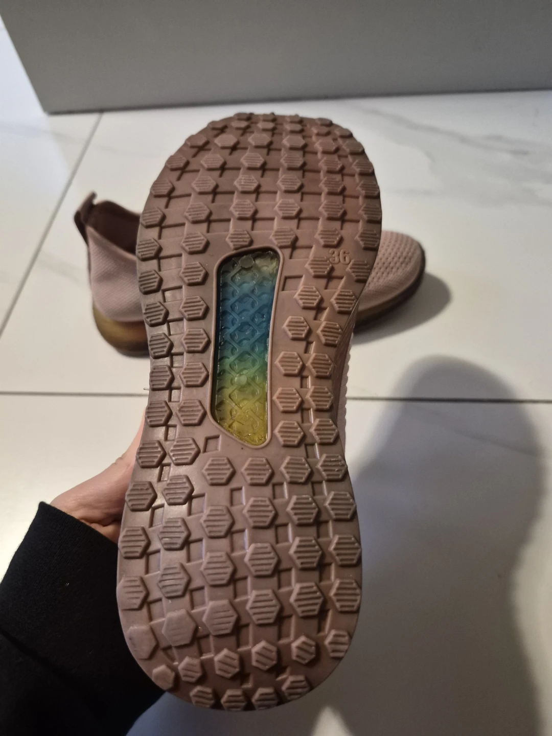 Women's/Girl's Pink Knit Rainbow Sole Sneakers - Size 36 (US 6) - photo 3