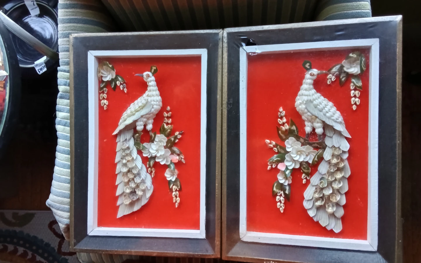 Piar Vintage MCM 3D Seashell Peacock Shadow Box Wall