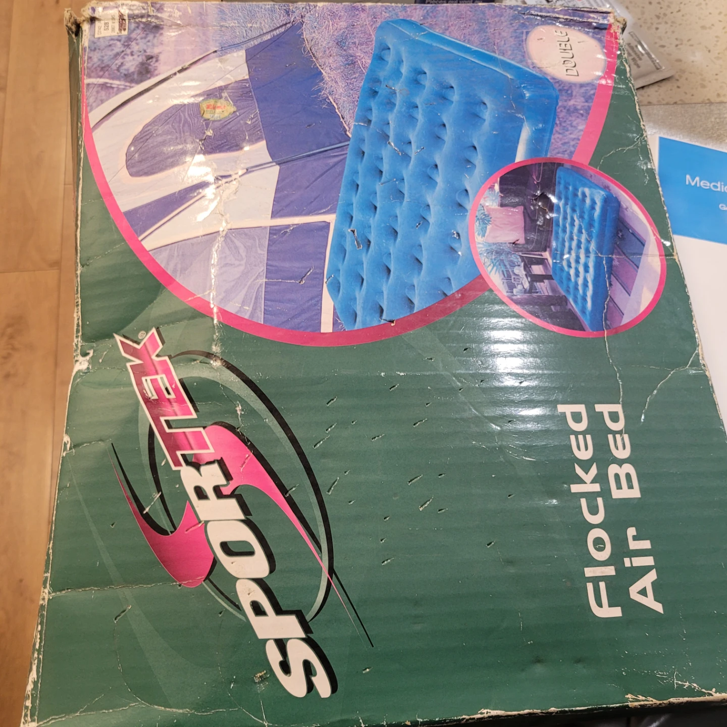Sportek Flocked Air Bed Double Size