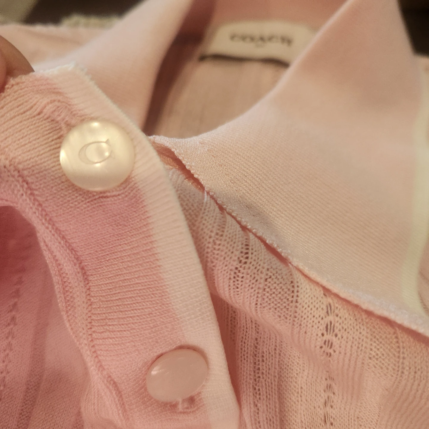 Coach 1941 Pink Ribbed Polo Shirt - photo 5