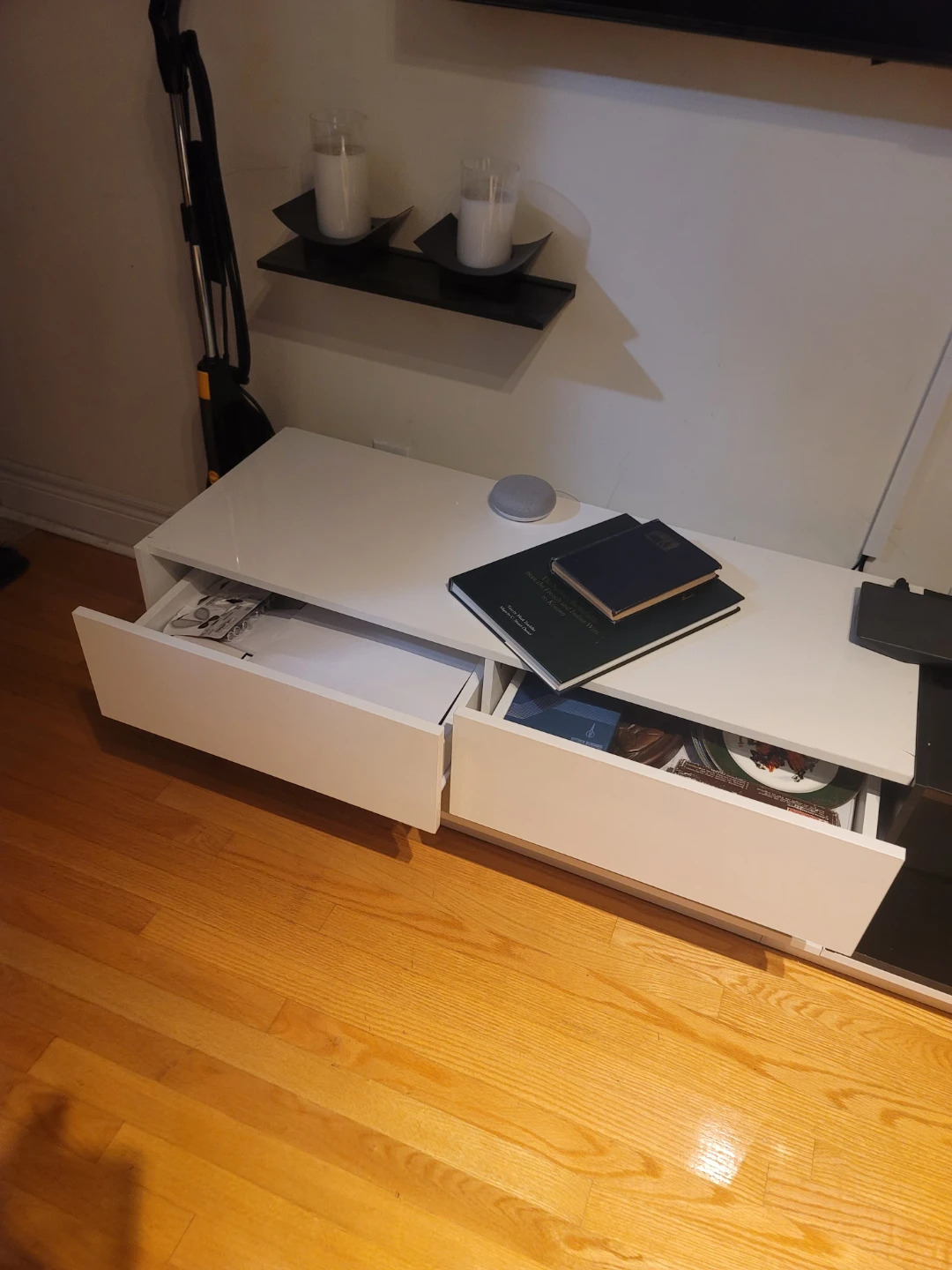 Modern White and Black TV Stand Media Console - photo 3
