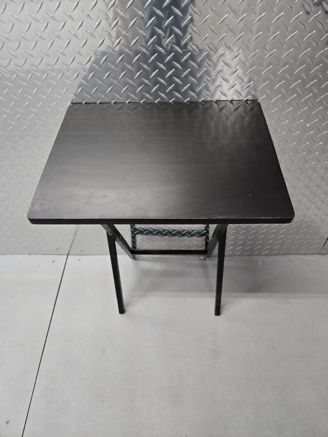 Vintage Matte Black Wood 26” Folding TV Tray Table
