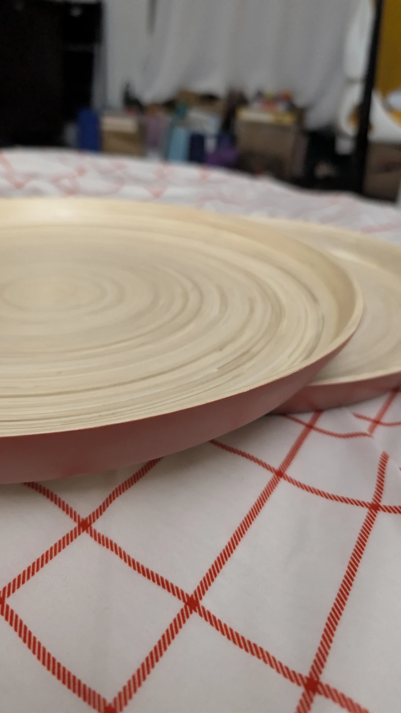 IKEA KRUSTISTEL Bamboo Round Tray - Set of 2 - photo 2