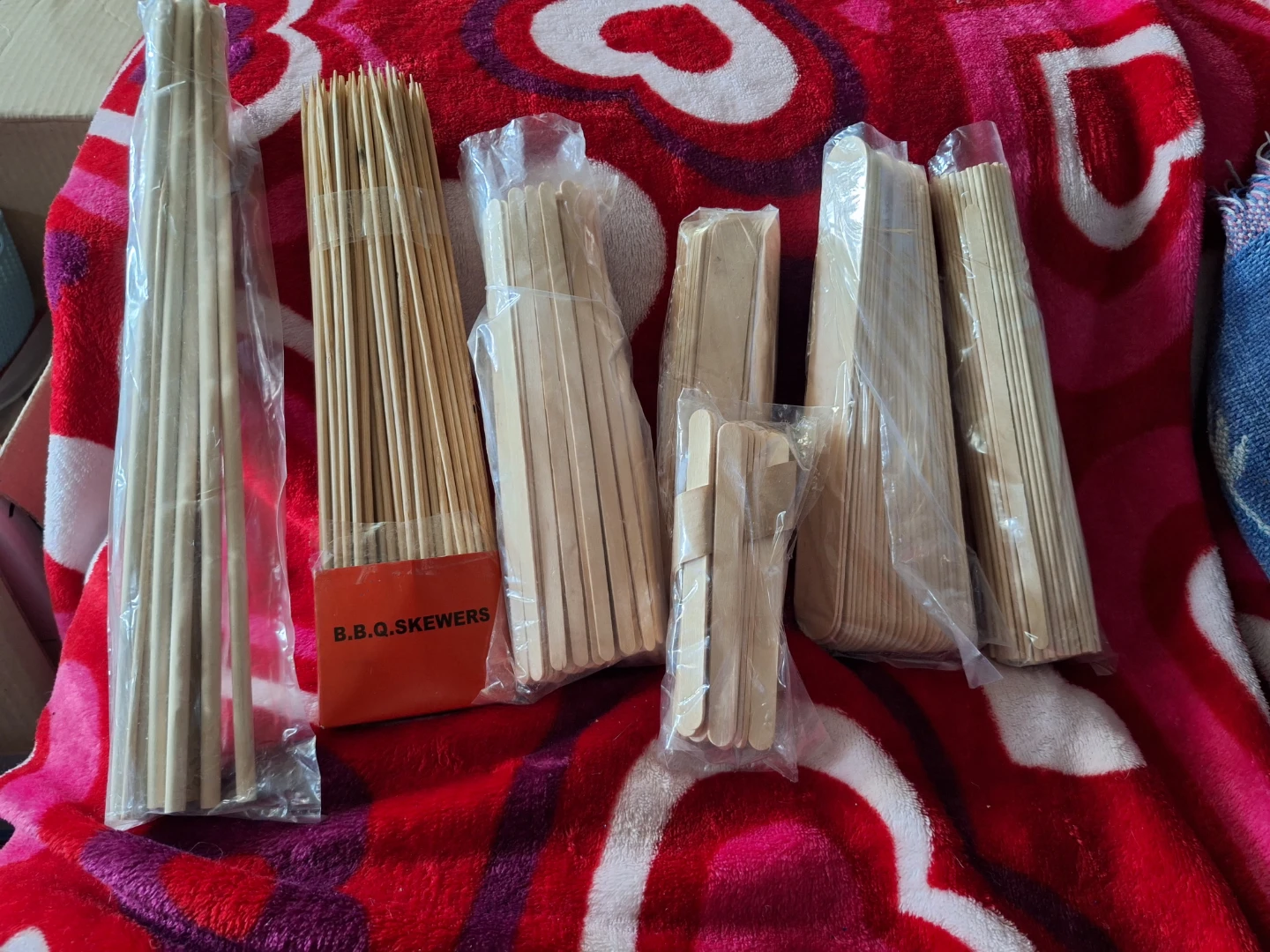 Assorted Wooden BBQ Skewers and Craft Sticks