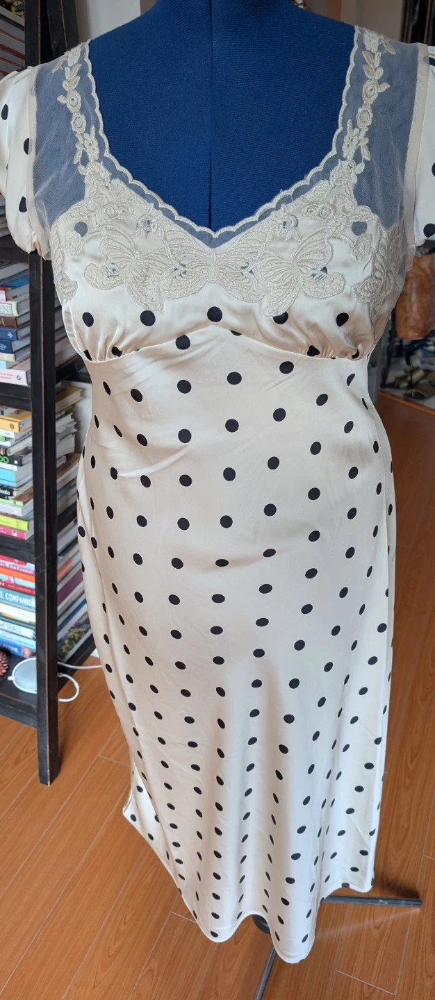 Cream and Black Polka Dot Midi Dress - photo 4