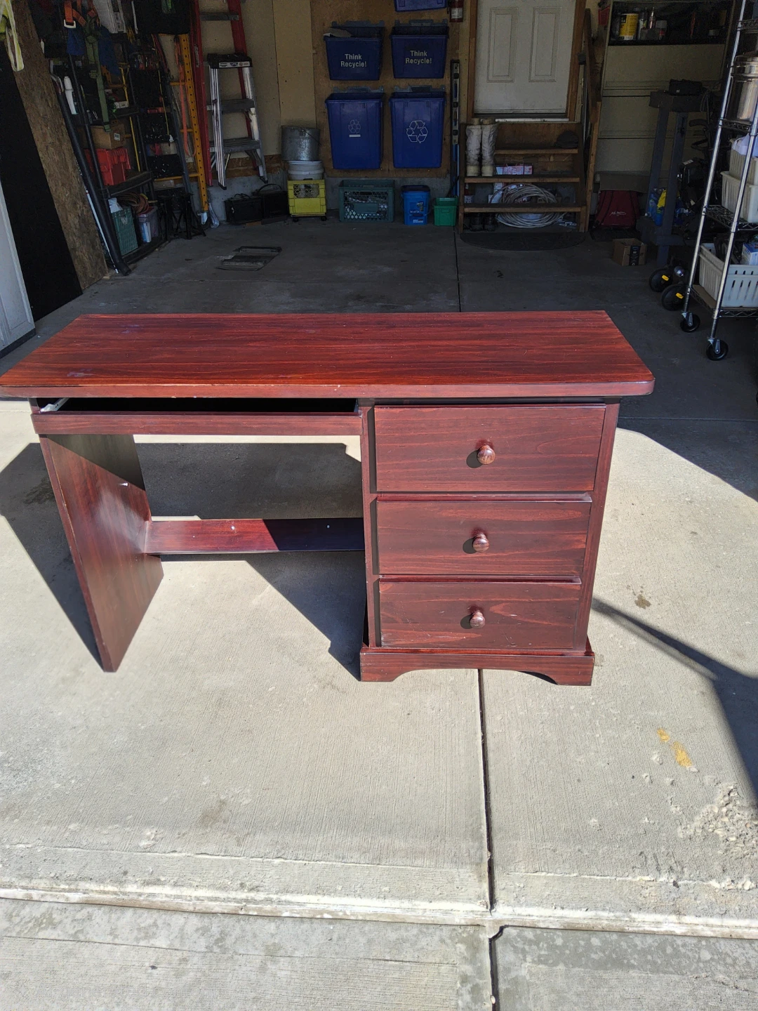 Pine Desk with Keyboard Tray and Drawers