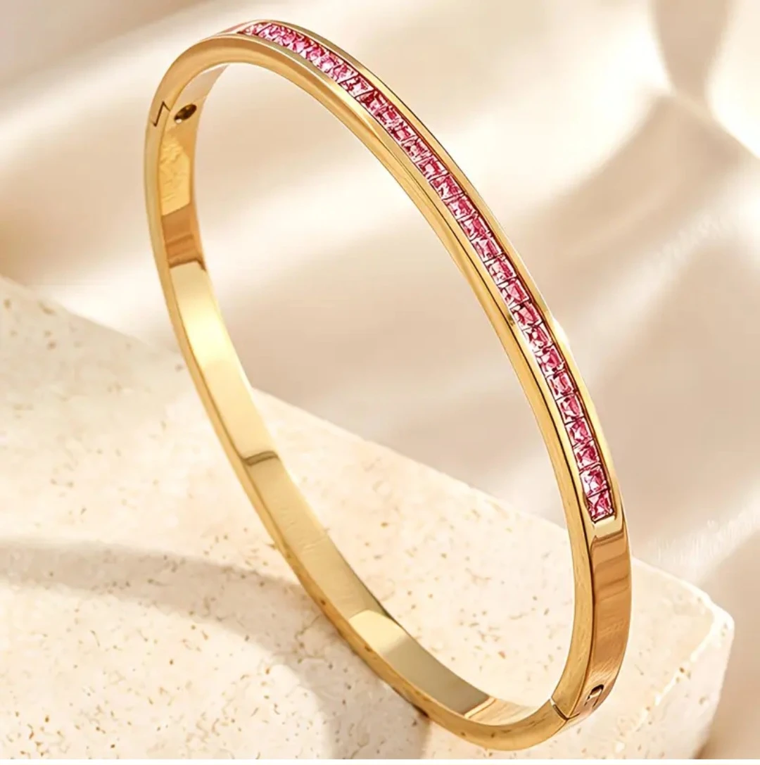 ✨️Stunning GP Pink Rhinestone and Enamel Bangle Set - photo 3