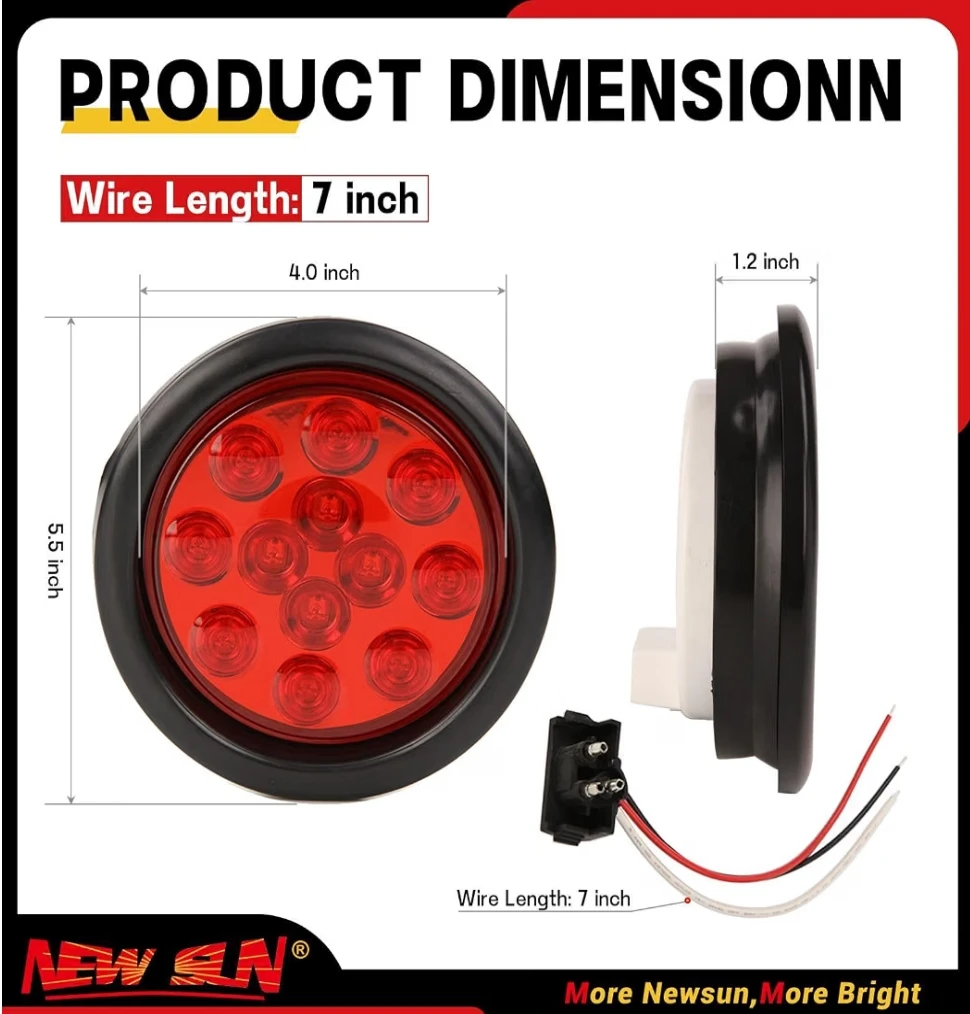 4-inch Round LED Trailer Tail Lights - photo 4