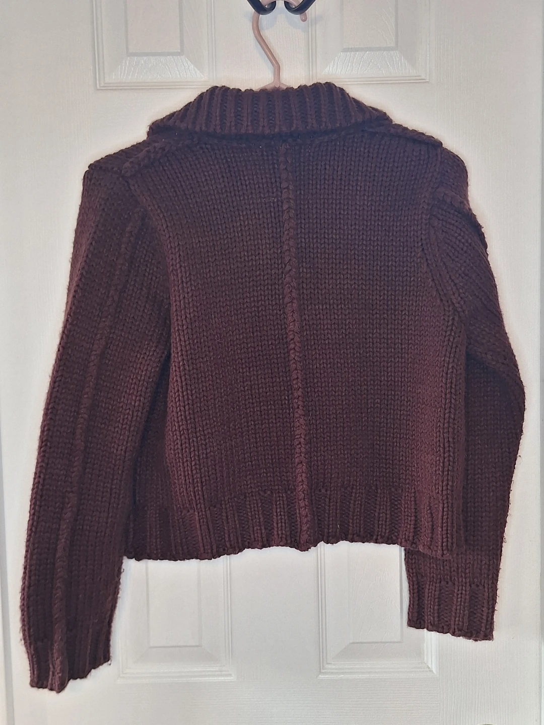 Zara 100% Wool Cardigan - Dark Burgundy - Small - photo 2