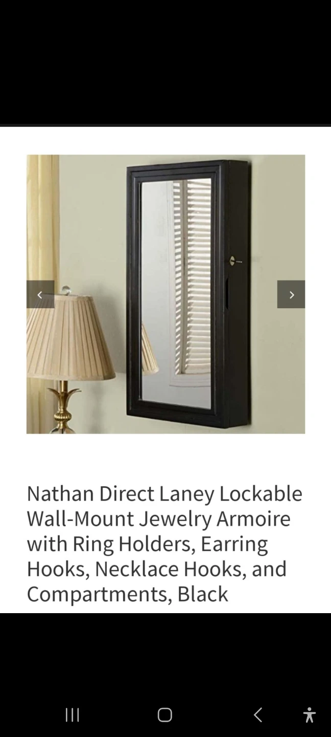 Nathan Direct Laney Wall-Mount Jewelry Armoire, Black