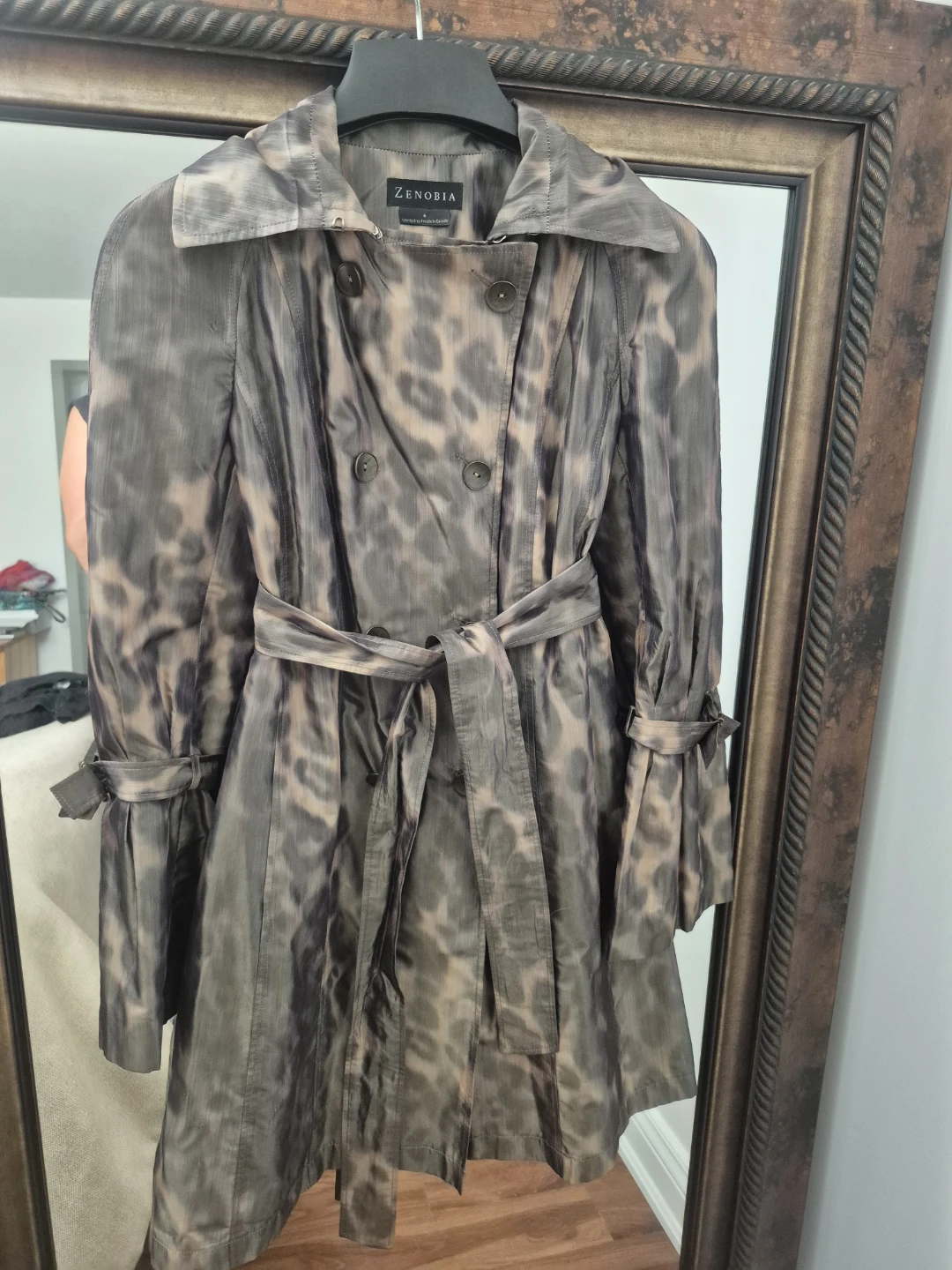 Zenobia Animal Print Trench Coat Size 6