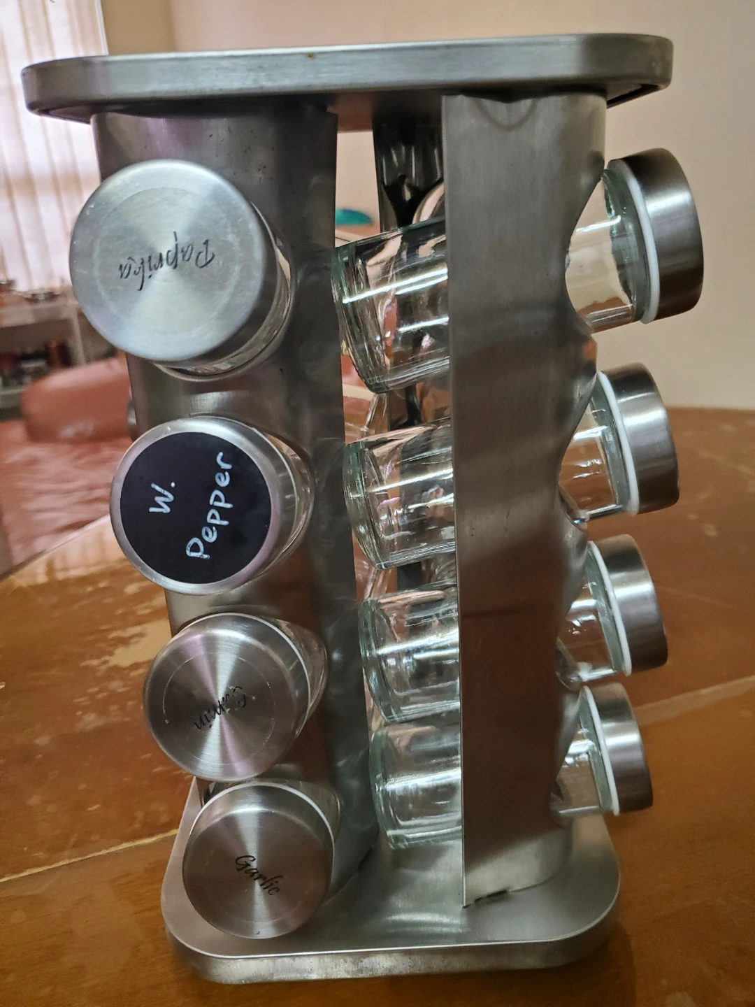 Rotating Stainless Steel Spice Rack with 16 Jars