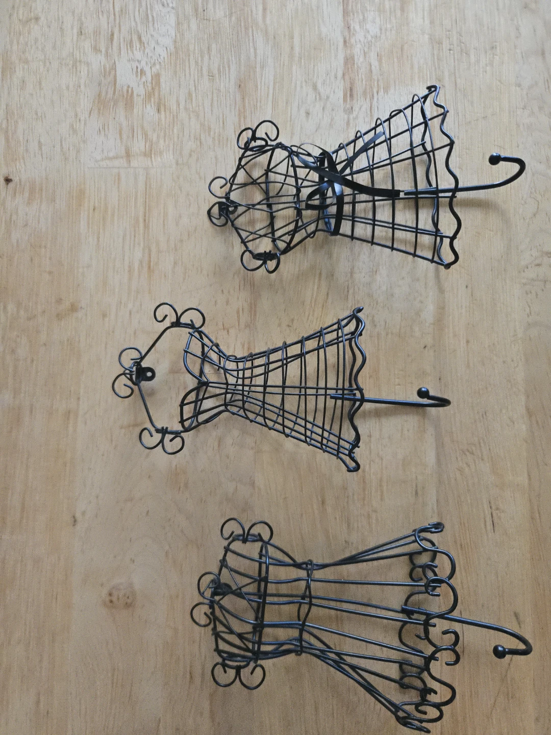 Set of 3 Vintage Style Wire Dress Form Wall Hooks