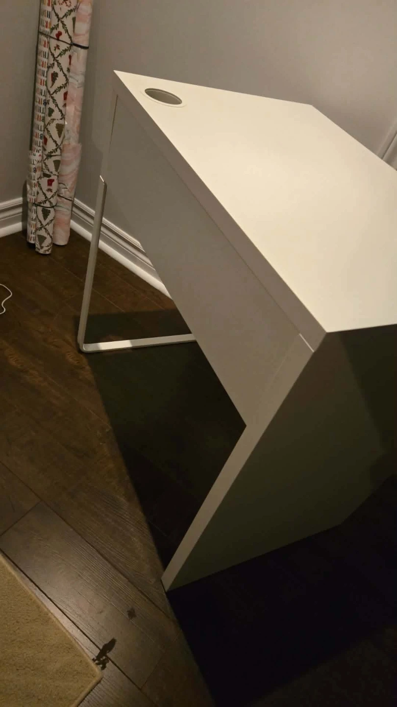White Minimalist Desk with Drawer - photo 3