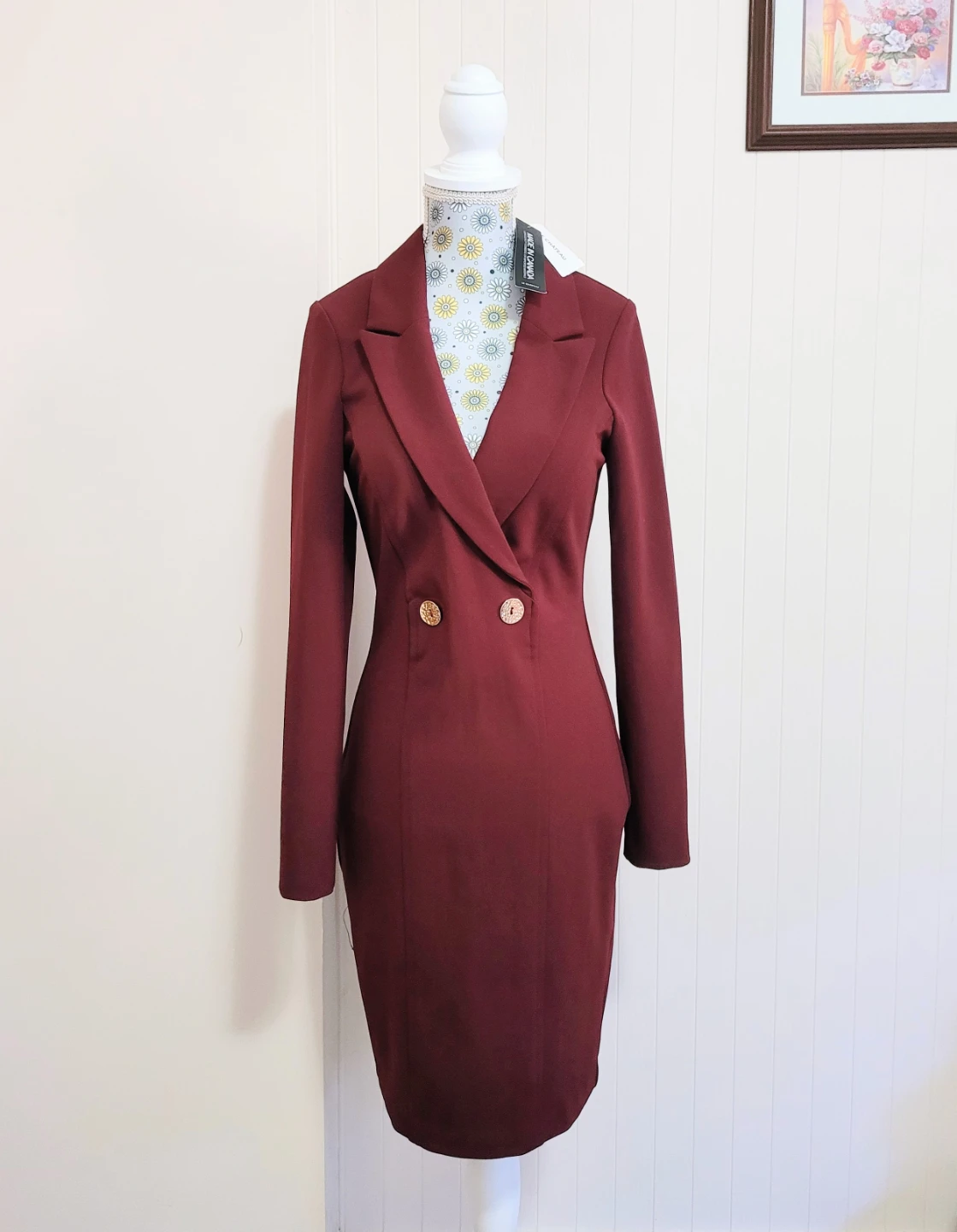 Le Château Blazer Dress Wine Red XXS