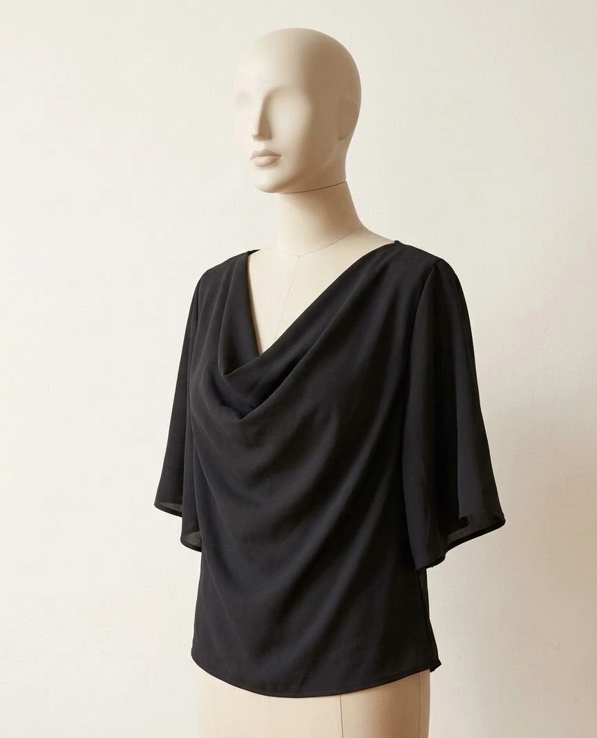 New Black Cowl Neck Blouse