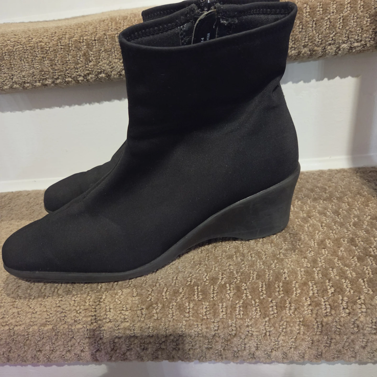 Black Wedge Ankle Boots Size 41 9W - photo 2