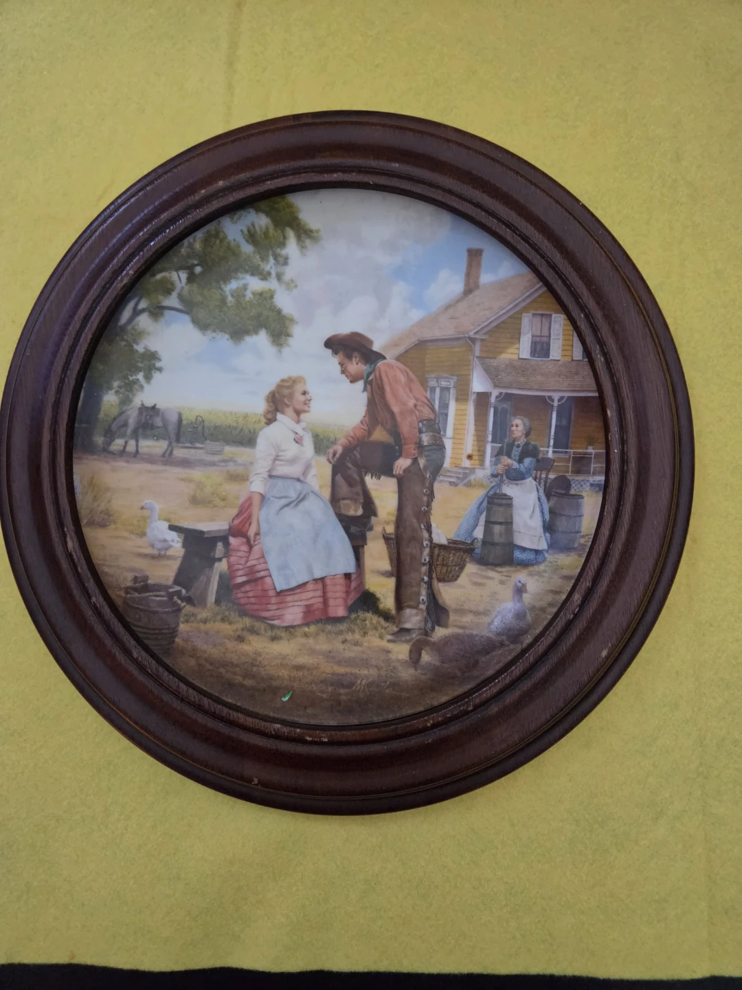 Vintage Round Framed Art